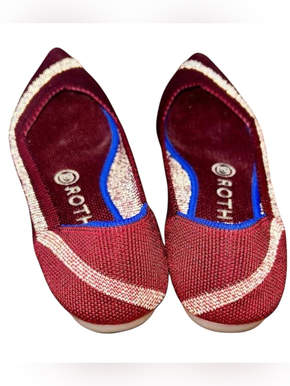 Rothy's ~ The Point ~ Flat ~ Knit Upper ~ High Visibility Stripes ~ Never Worn. - Picture 6 of 10